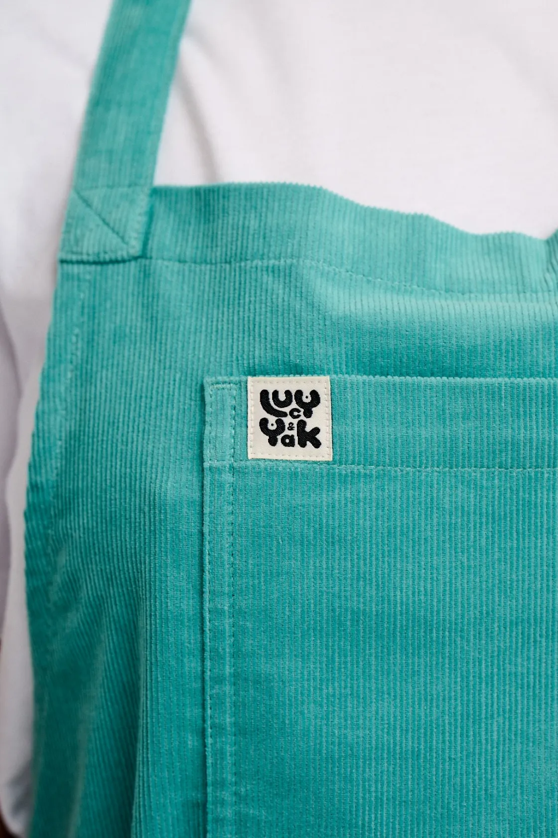 Lucy & Yak Ada - Corduroy Apron in Jade Green Hot