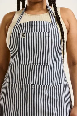 Lucy & Yak Ada - Cotton Apron in Black & White Stripes Hot