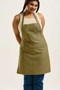 Lucy & Yak Ada - Cotton Apron in Blue & Yellow Stripes Clearance