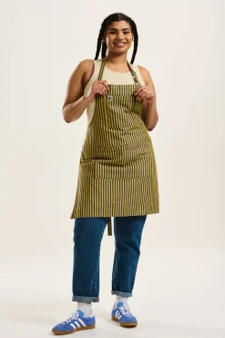 Lucy & Yak Ada - Cotton Apron in Blue & Yellow Stripes Clearance