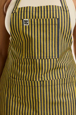 Lucy & Yak Ada - Cotton Apron in Blue & Yellow Stripes Clearance