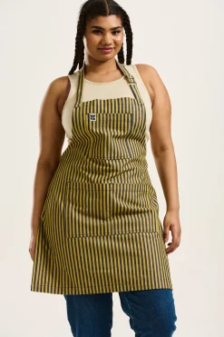 Lucy & Yak Ada - Cotton Apron in Blue & Yellow Stripes Clearance