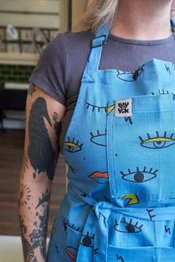 Lucy & Yak Ada - Cotton Apron in Oko Eyes Print Hot