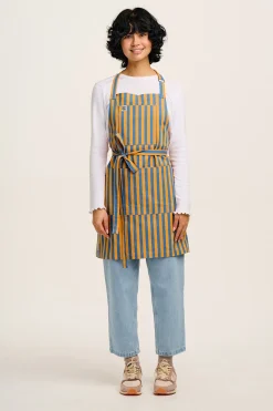 Lucy & Yak Ada - Cotton Apron in Orange & Blue Stripe Outlet