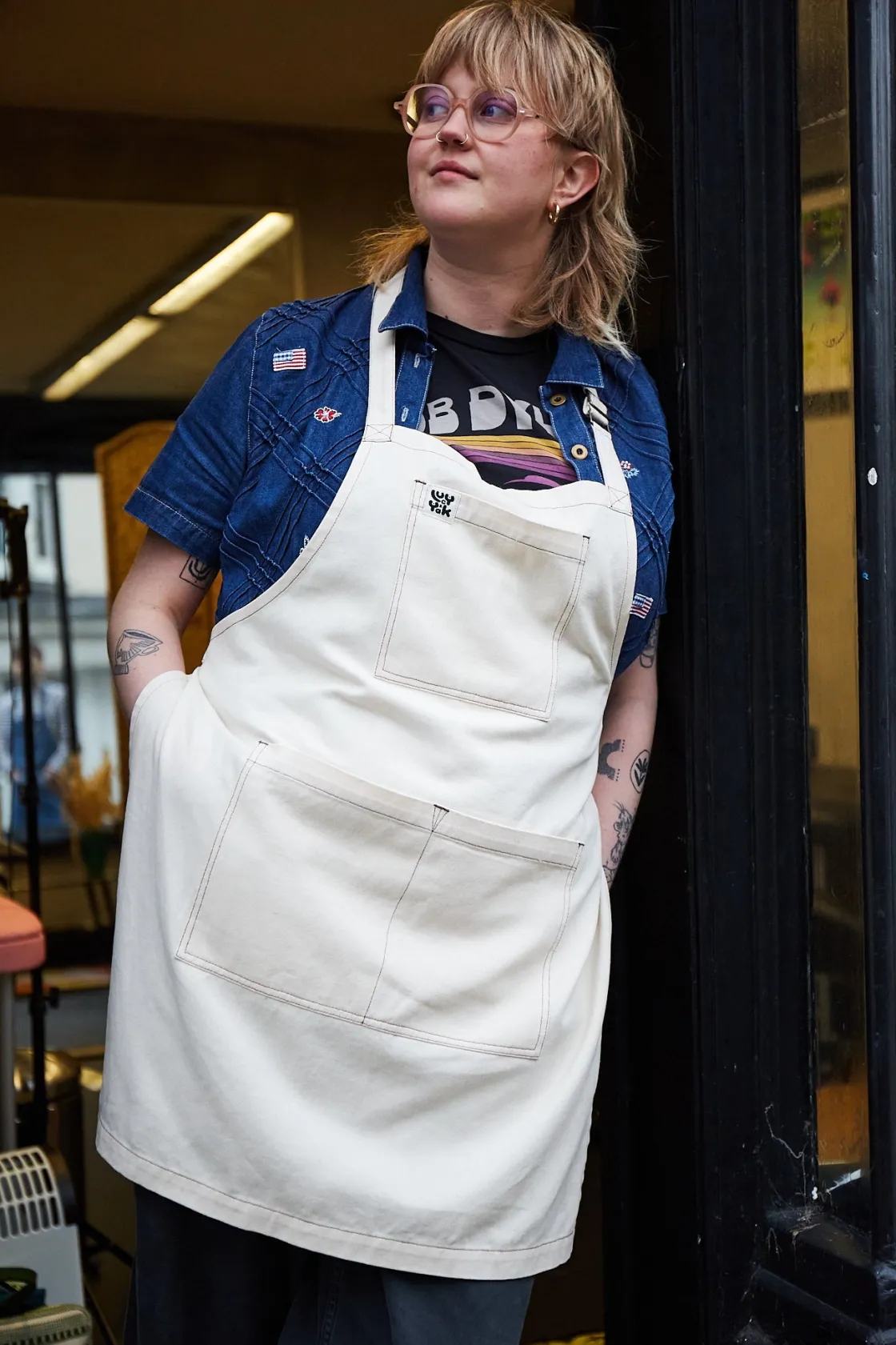 Lucy & Yak Ada - Twill Apron in Ecru Hot