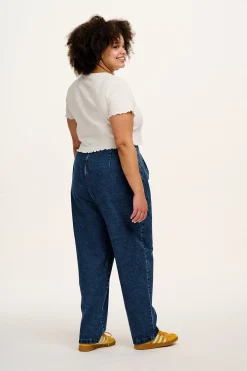 Lucy & Yak Addison - Tapered Denim Jeans in Mid Wash Blue Outlet