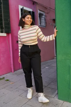 Lucy & Yak Addison - Tapered Twill Trousers in Black Hot
