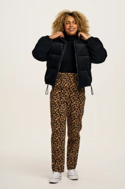 Lucy & Yak Addison - Tapered Twill Trousers in Leopard Print Outlet