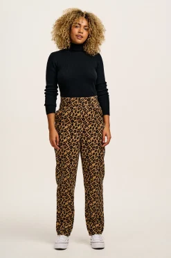 Lucy & Yak Addison - Tapered Twill Trousers in Leopard Print Outlet