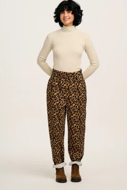 Lucy & Yak Addison - Tapered Twill Trousers in Leopard Print Outlet