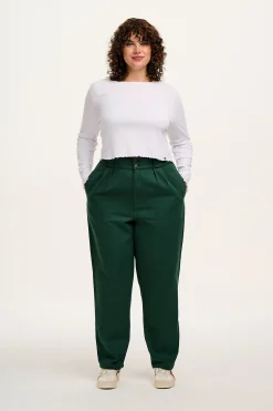 Lucy & Yak Addison - Tapered Twill Trousers in Posy Green Discount
