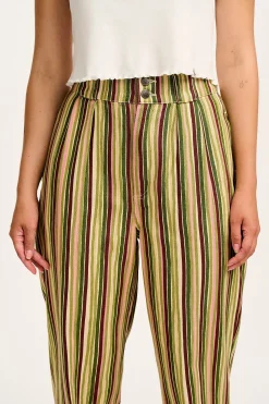 Lucy & Yak Addison - Tapered Twill Trousers in Elm Stripe Online