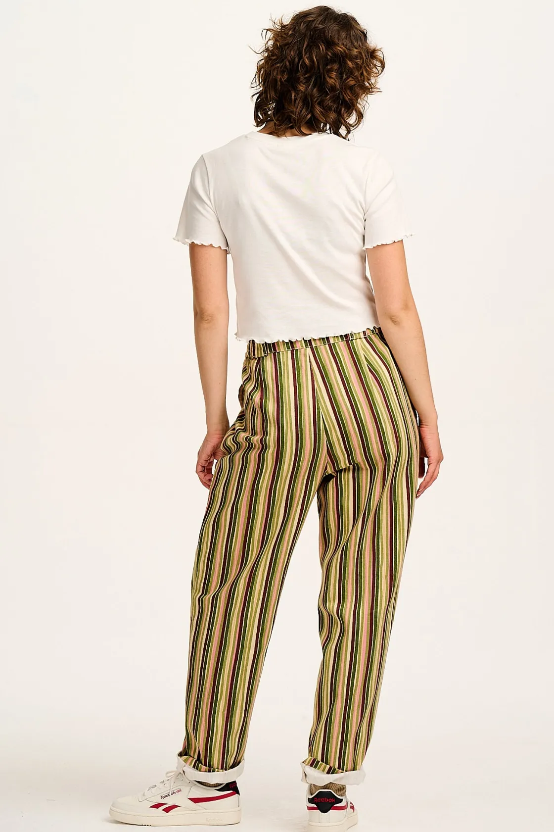 Lucy & Yak Addison - Tapered Twill Trousers in Elm Stripe Online