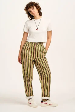 Lucy & Yak Addison - Tapered Twill Trousers in Elm Stripe Online