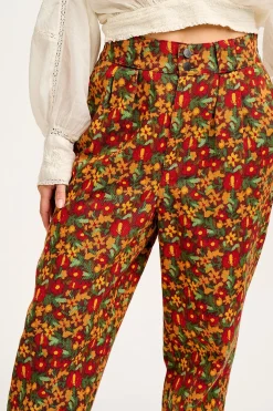 Lucy & Yak Addison - Tapered Twill Trousers in Rodeo Floral Print Outlet