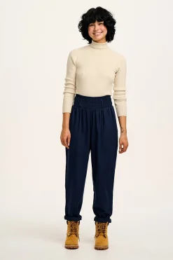 Lucy & Yak Aiden - Roll Neck Knitted Cotton Top in Pearl Best