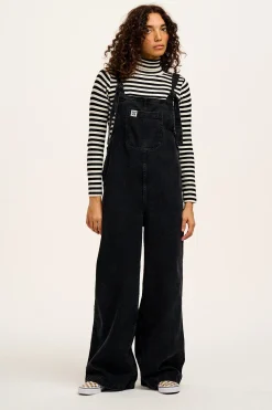 Lucy & Yak Aiden - Roll Neck Knitted Cotton Top in Black & White Stripe Hot