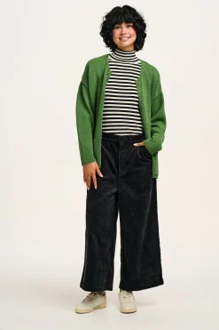 Lucy & Yak Aiden - Roll Neck Knitted Cotton Top in Black & White Stripe Hot