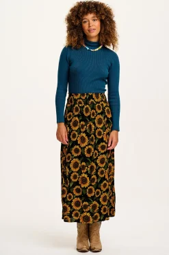 Lucy & Yak Aiden - Roll Neck Knitted Cotton Top in Twilight Blue Outlet