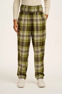 Lucy & Yak Alexa - Brushed Cotton Trousers in Green Forest Tartan Fashion