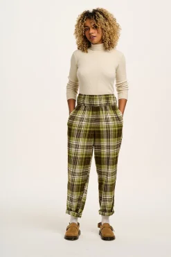 Lucy & Yak Alexa - Brushed Cotton Trousers in Green Forest Tartan Fashion
