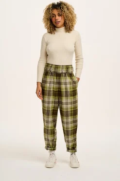 Lucy & Yak Alexa - Brushed Cotton Trousers in Green Forest Tartan Fashion