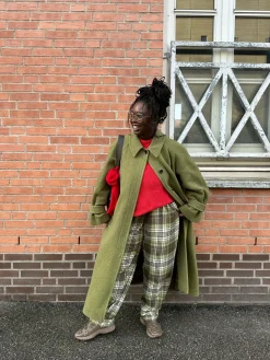 Lucy & Yak Alexa - Brushed Cotton Trousers in Green Forest Tartan Fashion