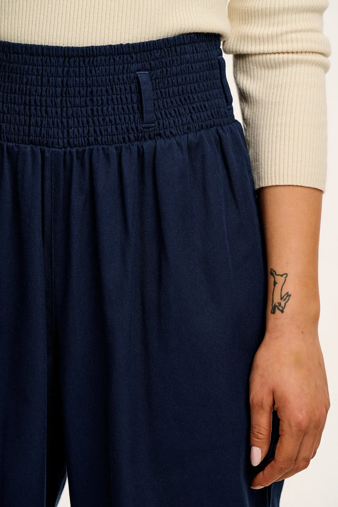 Lucy & Yak Alexa - Cotton Trousers in Varsity Blue Clearance