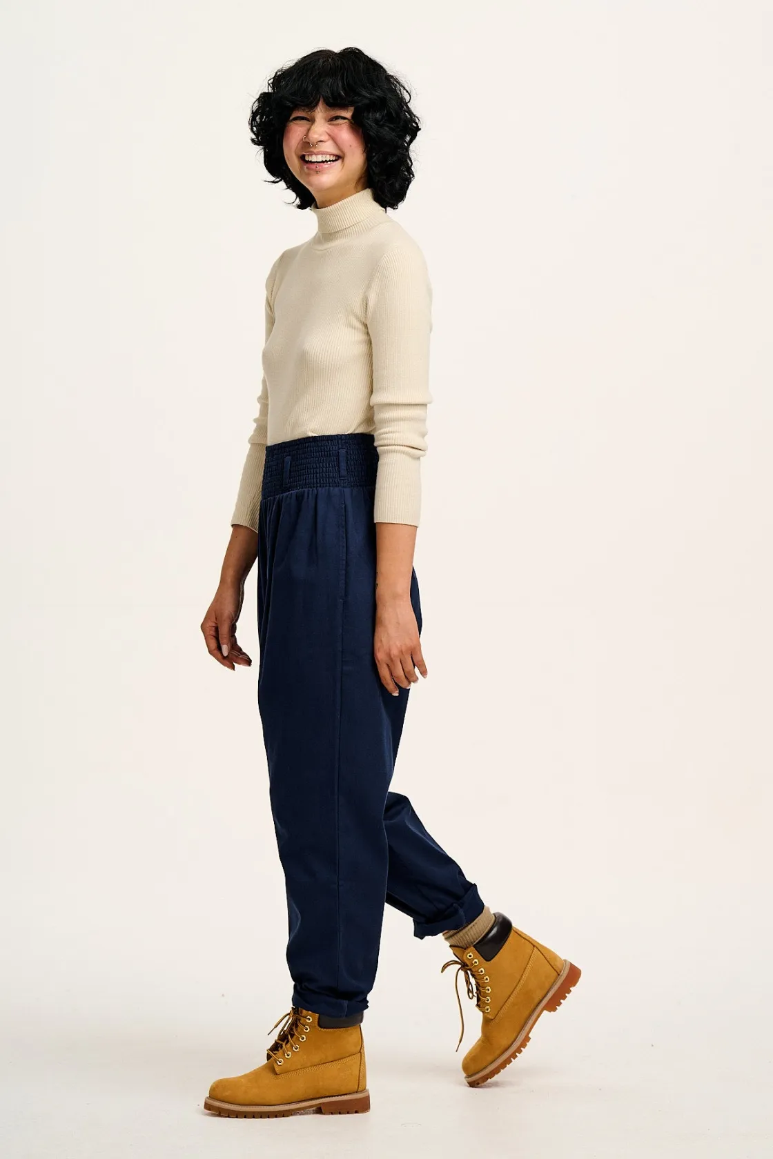 Lucy & Yak Alexa - Cotton Trousers in Varsity Blue Clearance