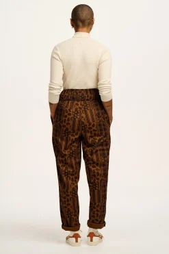Lucy & Yak Alexa - Cotton Trousers in Brown Penny Patchwork Print Hot
