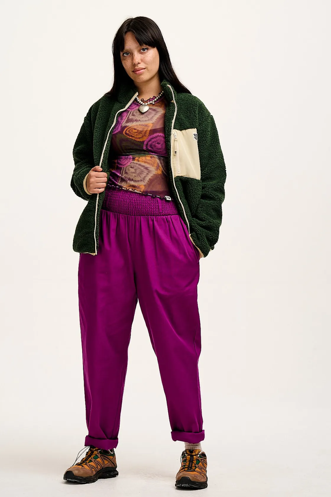 Lucy & Yak Alexa - Cotton Trousers in Hollyhock Purple Sale