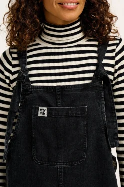Lucy & Yak Ali - Slouchy Denim Dungarees in Washed Black Clearance