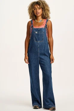 Lucy & Yak Ali - Slouchy Denim Dungarees in Mid Wash Blue New