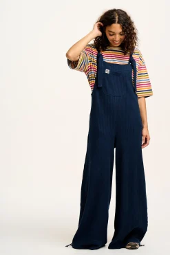 Lucy & Yak Ali - Slouchy Waffle Cotton Dungarees in Varsity Blue Best