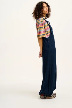 Lucy & Yak Ali - Slouchy Waffle Cotton Dungarees in Varsity Blue Best