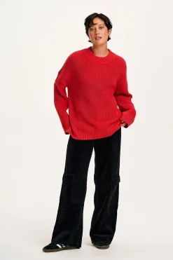 Lucy & Yak Amari - Oversized Knitted Jumper in Red Outlet