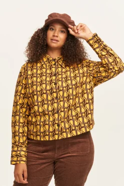 Lucy & Yak Austen - Brushed Twill Shirt in Feline Fine Print New