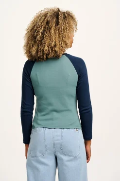 Lucy & Yak Avi - Long Sleeve Raglan Tee in Varsity Block New