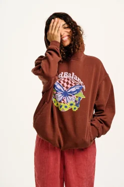 Lucy & Yak Bailey - Hoodie in Brown with Find Balance Print Best