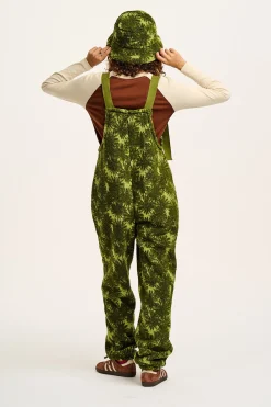 Lucy & Yak Baloo - Borg Fleece Dungarees in Green Sequoia Print Online