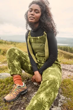 Lucy & Yak Baloo - Borg Fleece Dungarees in Green Sequoia Print Online