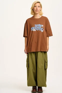 Lucy & Yak Benny - Oversized Cotton Tee in Stay Soulful Print Hot