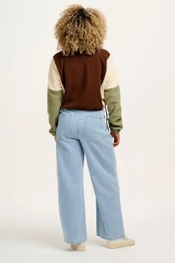 Lucy & Yak Blake - Cropped Polar Fleece in Cocoa, Cream & Sage Sale