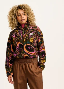 Lucy & Yak Blake - Cropped Polar Fleece in Mineral Swirl Print Outlet