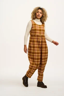 Lucy & Yak Bowie - Sleeveless Brushed Cotton Jumpsuit in Brown Oakley Tartan Discount