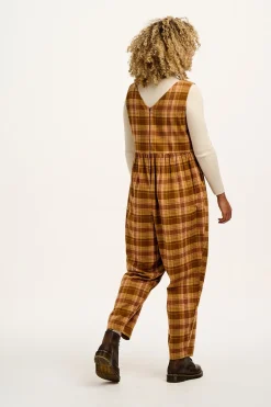 Lucy & Yak Bowie - Sleeveless Brushed Cotton Jumpsuit in Brown Oakley Tartan Discount