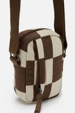 Lucy & Yak Brady - Crossbody Cotton Twill Bag in Cookies & Cream Checkerboard Print Online