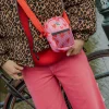 Lucy & Yak Brady - Crossbody Cotton Twill Bag in Pink Heart Cupid Print Hot