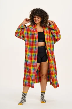 Lucy & Yak Braydon - Brushed Cotton Robe in Ncuti Tartan Print Clearance