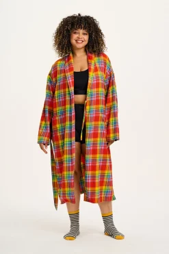 Lucy & Yak Braydon - Brushed Cotton Robe in Ncuti Tartan Print Clearance